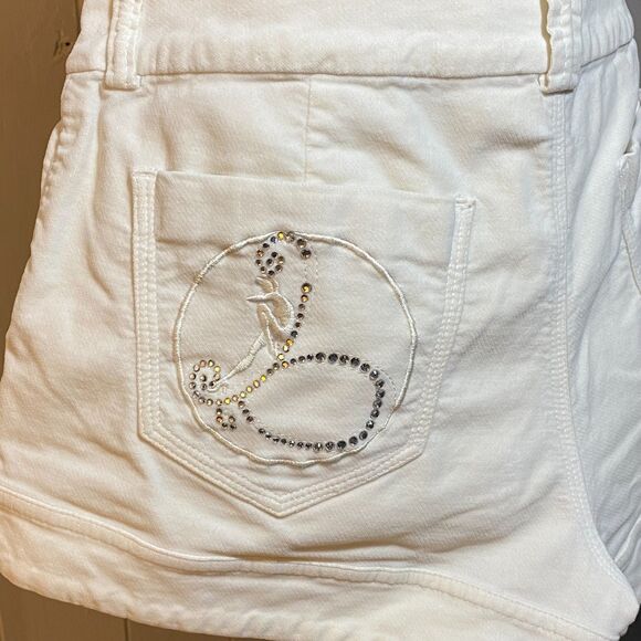 BEBE with Rhinestone Decor Back Pocket & Embroidery Shorts Size 29. - Picture 3 of 9